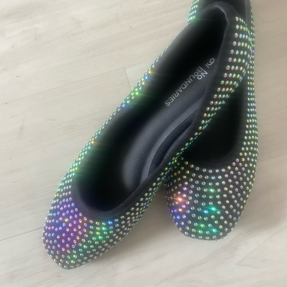 Giuseppe Zanotti Black Flats with Colorful Rhinestones